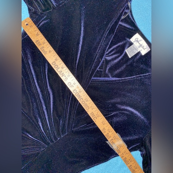 CONNECTED velvet vintage long sleeve faux wrap rutched midnight blue NEW size 8 - Picture 7 of 11